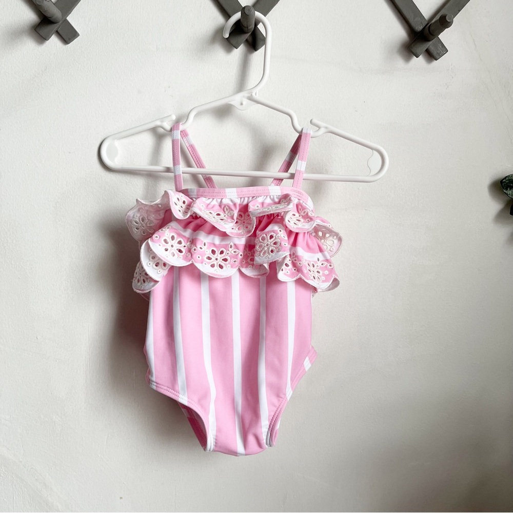 Janie and Jack Eyelet Ruffle Swimsuit 6-12 months